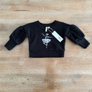 Janie and Jack Black Sweatshirt with Ballerina Design. Size 12-18 months